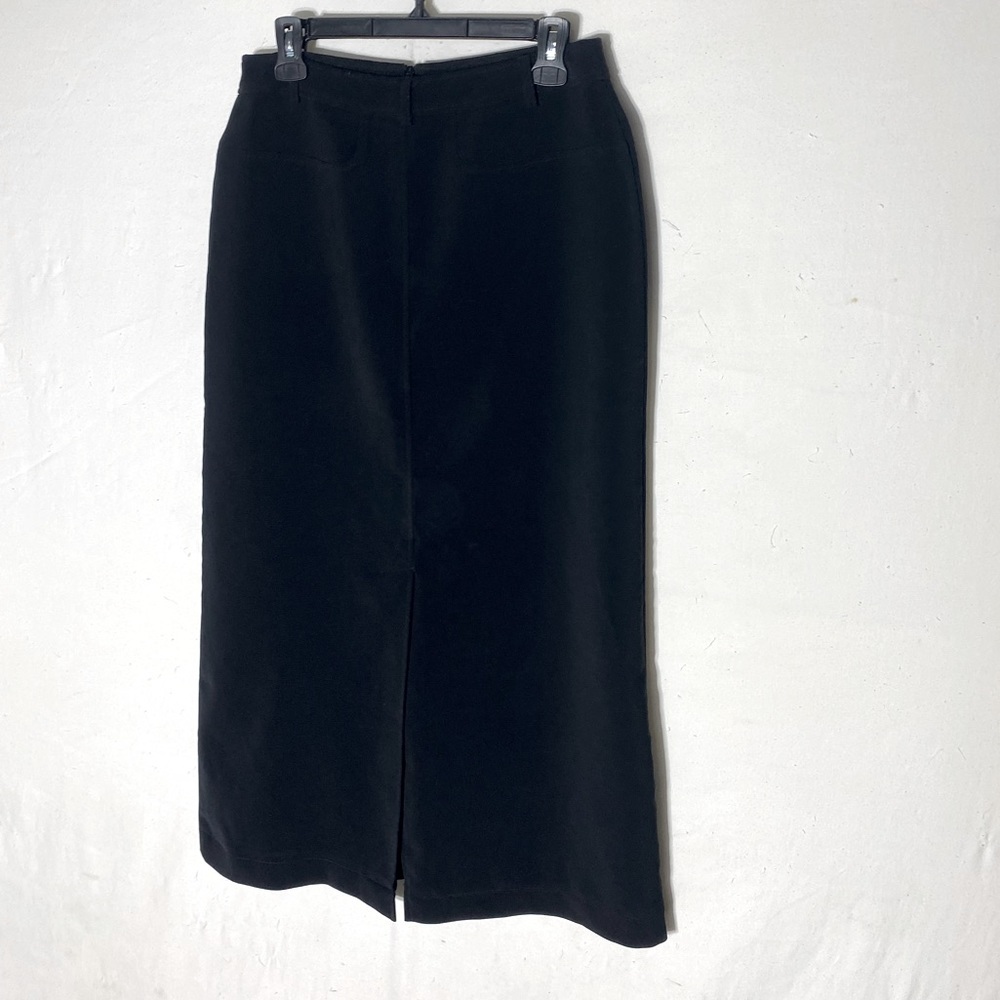 Vintage BGN Black Midi Skirt With Front And Back Center Slits 6